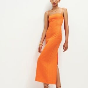 Reformation Frankie linen dress in citrus